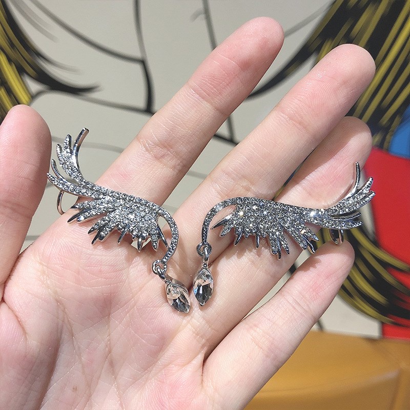 Bông Tai Hình Đôi Cánh Đính Đá Zircon Thời Trang Dành Cho Nữ