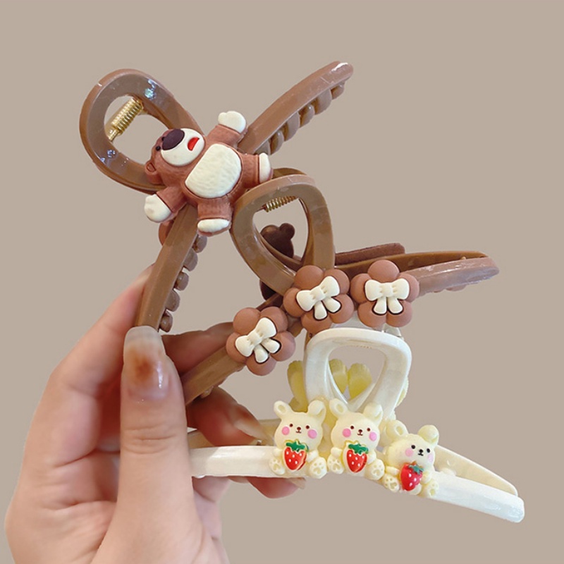 1 Kẹp Tóc Hình Cá Mập / Gấu Bằng Acrylic Dễ Thương Đa Năng Phong Cách Hàn Quốc