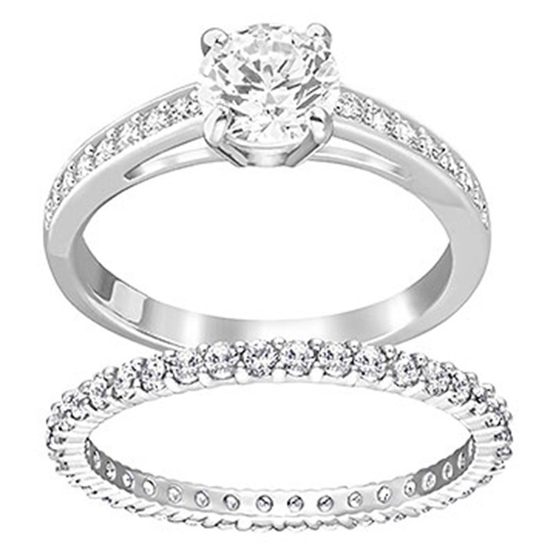 Cặp nhẫn đôi nhẫn đôi nhẫn đôi nhẫn pha lê Swarovski nguyên tố Swarovski tỷ lệ 1:1