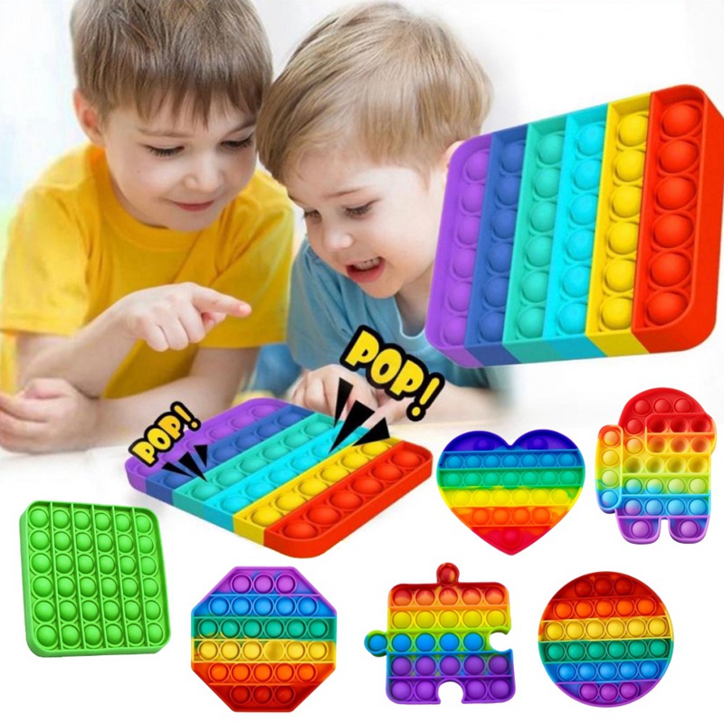 Pop it fidget toy push bubble anti estresse cartoon unicorn dinosaur games giáo dục giảm căng thẳng đồ chơi giác quan cho trẻ em aldult