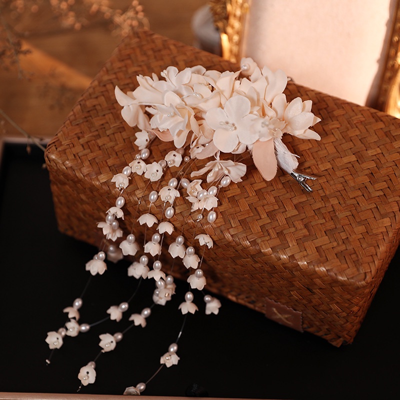 Kẹp Tóc Tua Rua Hình Hoa Phong Lan Phong Cách Vintage Hàn Quốc