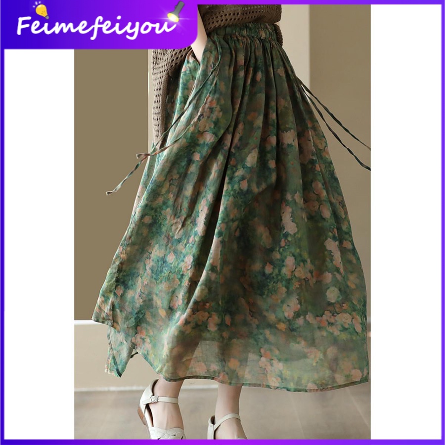 Đầm Xòe Rộng Bằng Cotton Hai Lớp In Họa Tiết Hoa Cổ Điển Mẫu Mới 2023 Thời Trang Mùa Hè Dành Cho Bạn Nữ
