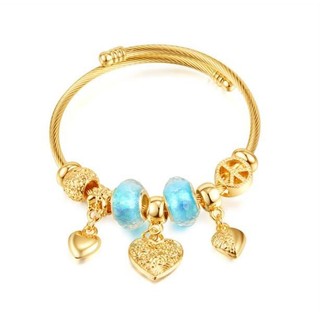 Vòng tay titan charm đá titan ko đen tt4707