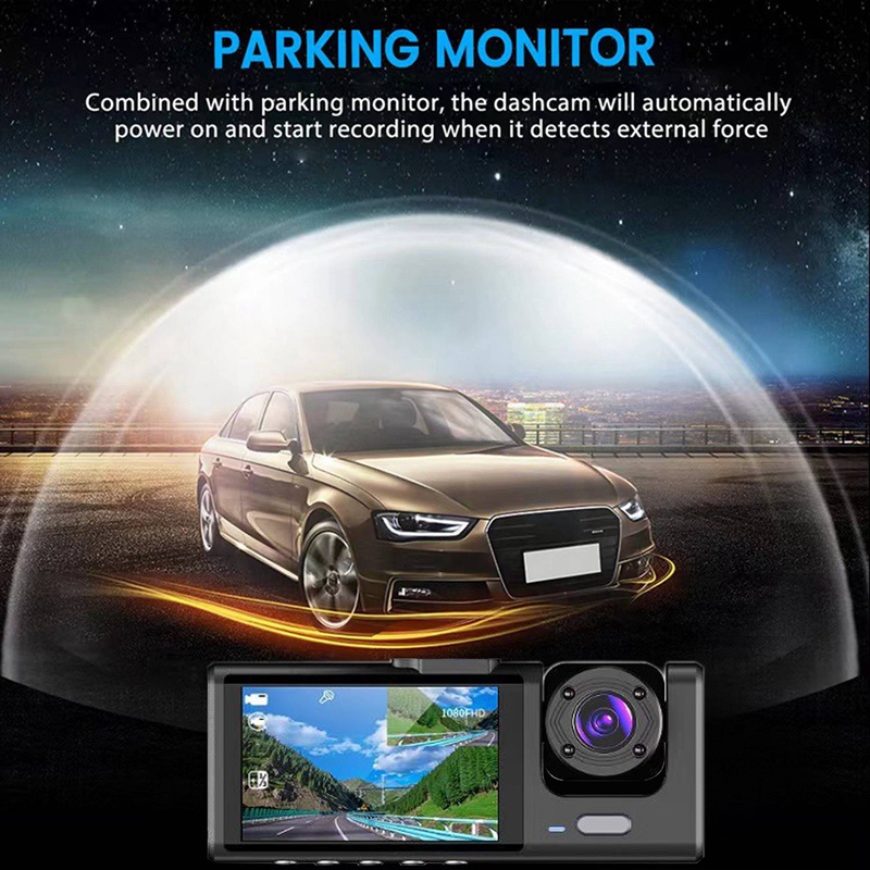 1 Bộ 3 Camera Hành Trình Màn Hình 1080P 2 Inch Cho Xe Taxi Uber