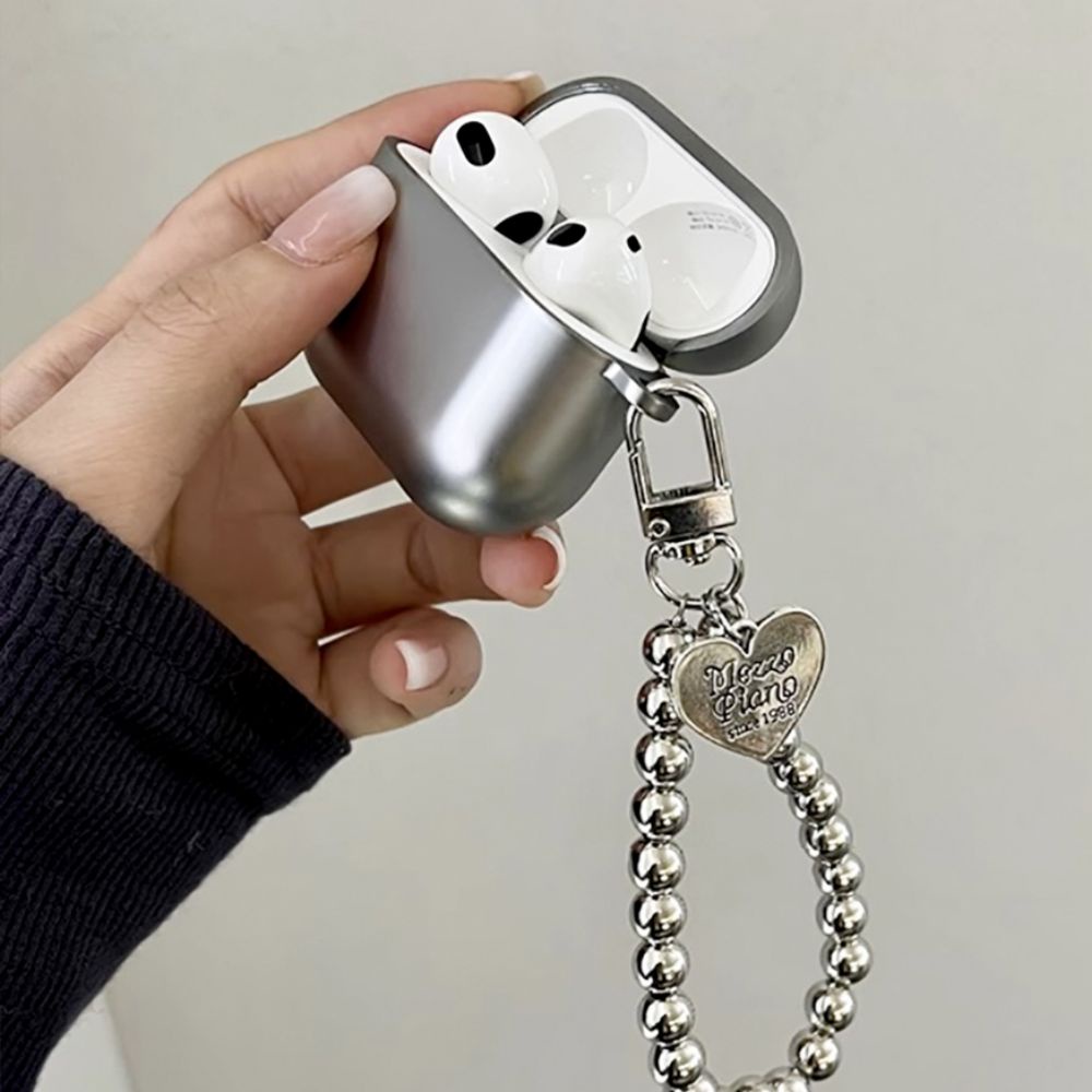 Vỏ Bảo Vệ Hộp Sạc Tai Nghe Bluetooth Airpods 1 / 2 / 3 / pro 2 Bằng Silicon Màu Bạc Sang Trọng Thời Trang