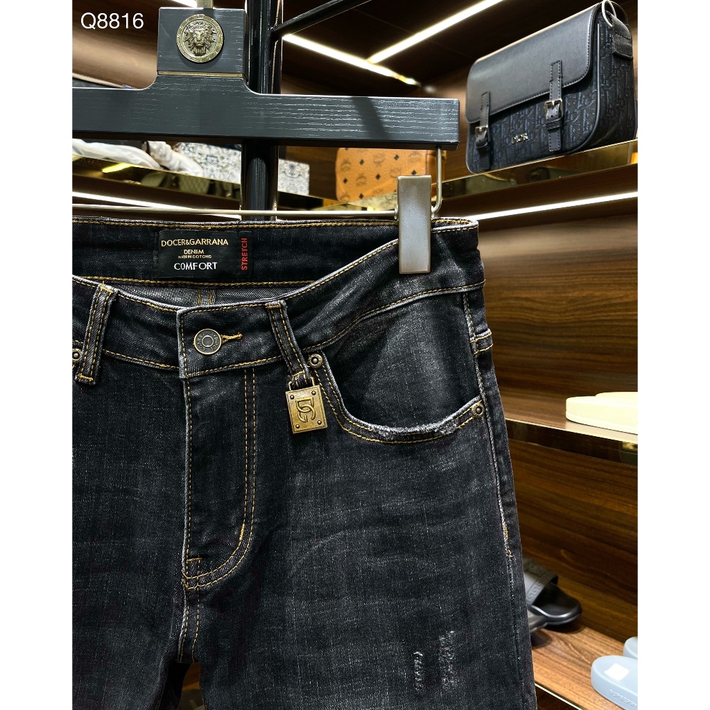 Quần Jean DG Đen bạc trơn tag đồng