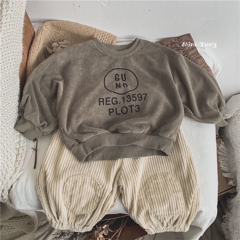 Quần Dài Vải Nhung Kẻ Sọc Dày Dặn Phong Cách Hàn Quốc Thời Trang Thu Đông Cho Bé