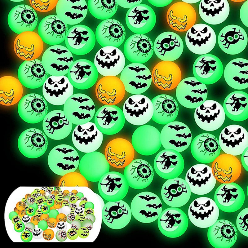 Bóng Nảy Phát Sáng 32mm Họa Tiết Mèo Ma / Dơi Đáng Sợ Trang Trí Halloween