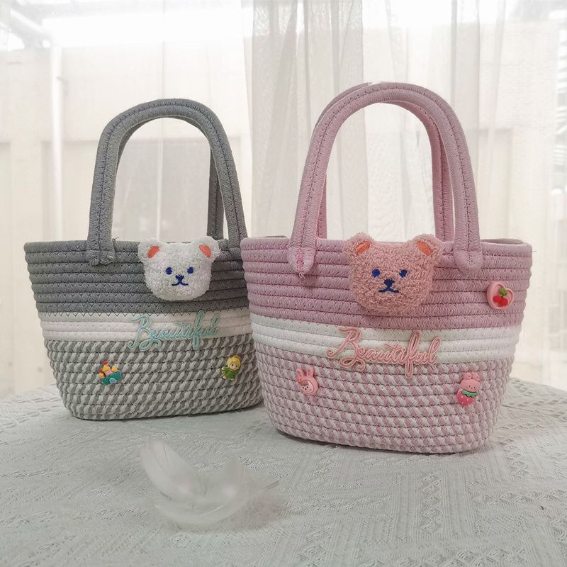 Mới Túi Xách Tay Bằng Dây cotton Dệt Tay Hình Gấu Ngọt Ngào Làm Quà Tặng Sinh Nhật
