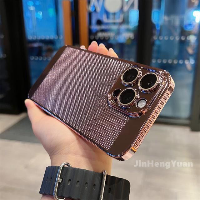Ốp Điện Thoại Cứng Tản Nhiệt Mạ Điện Bảo Vệ Ống Kính Máy Ảnh Cho IPhone 14 13 12 11 Pro Max 14plus