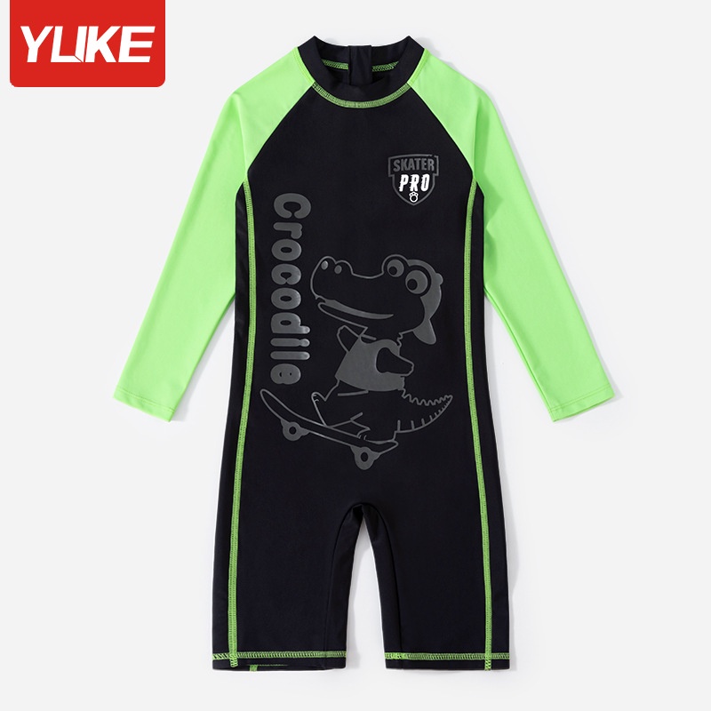 Đồ bơi bé trai, liền thân tay dài chất vải chống nắng, mềm mại và co giãn có size từ cho bé từ 18kg đến 40kg