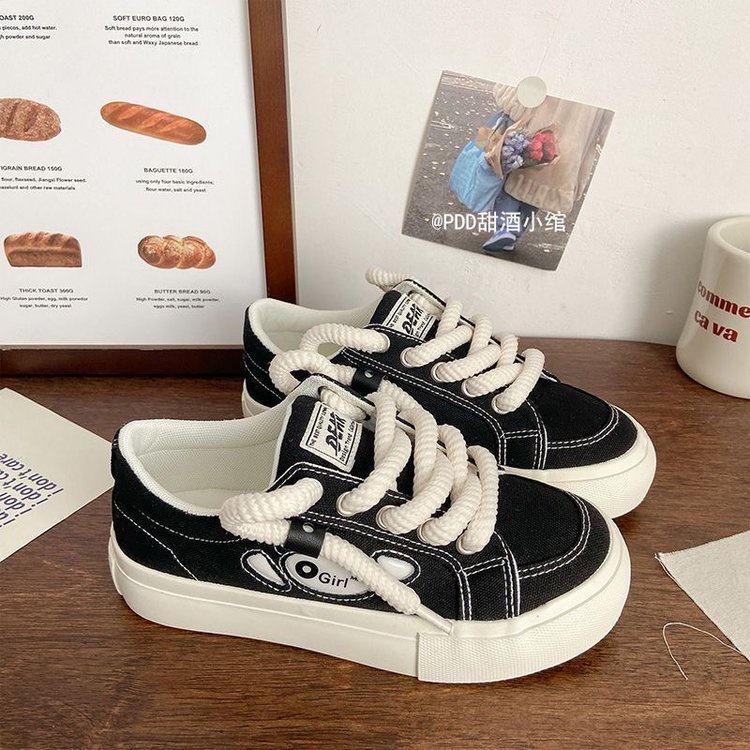 Giày Thể Thao Vải canvas Màu Đen Phong Cách Mỹ 2023 Cho Nữ