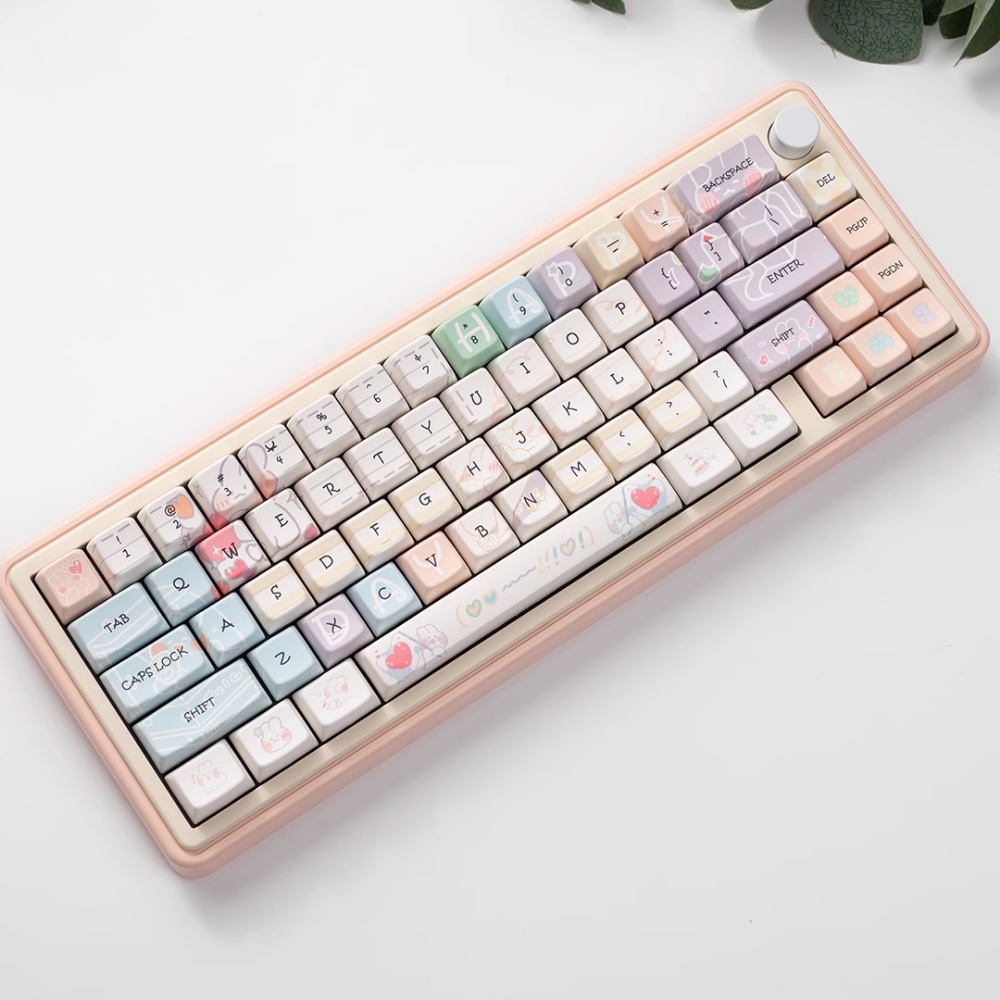 Thỏ Keycaps MDA Profile Hoạt Hình Hình Minh Họa PBT Dye Sub Bàn Phím Cơ Keycap
