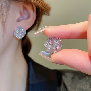 Bông Tai Ba Chiều Đính Đá zircon Hình Vuông Sang Trọng Cá Tính