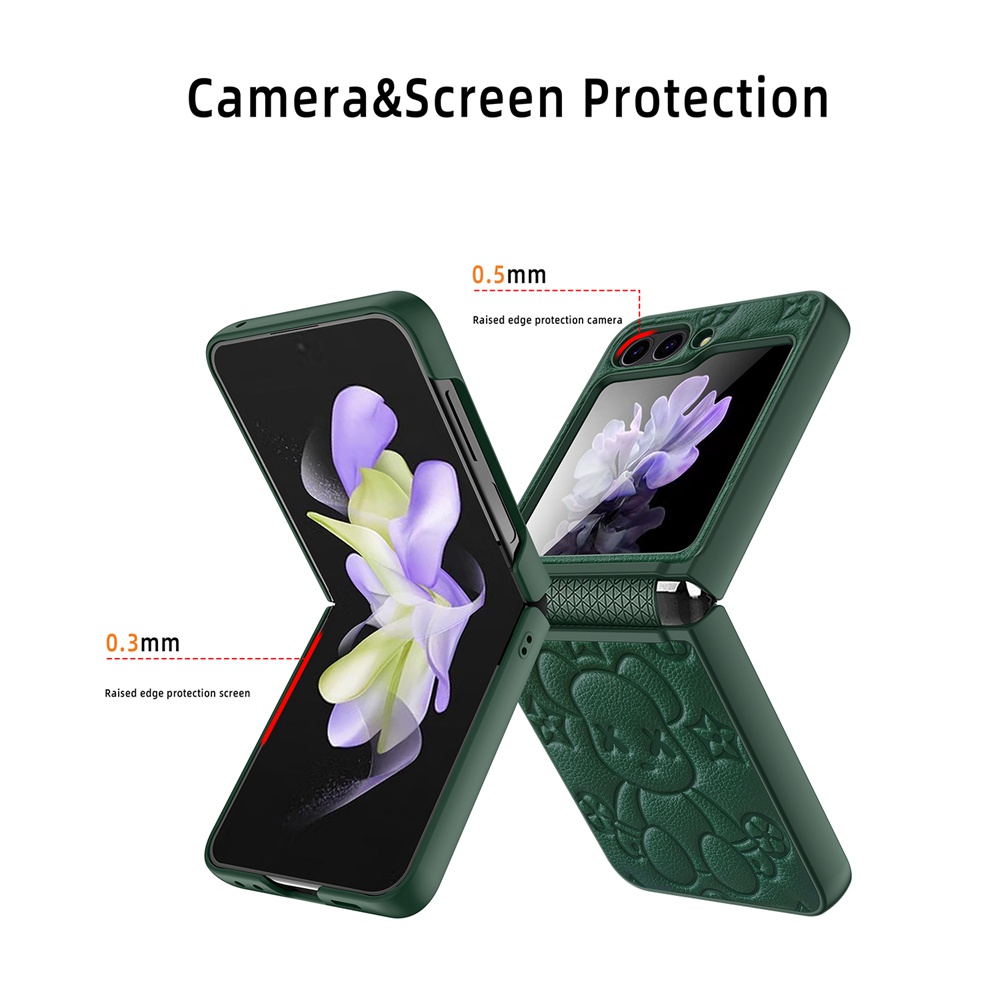 Ốp điện thoại HOCE da mềm họa tiết gấu đáng yêu cho Samsung Galaxy Z Flip 4 zflip3 flip4 flip5 5G