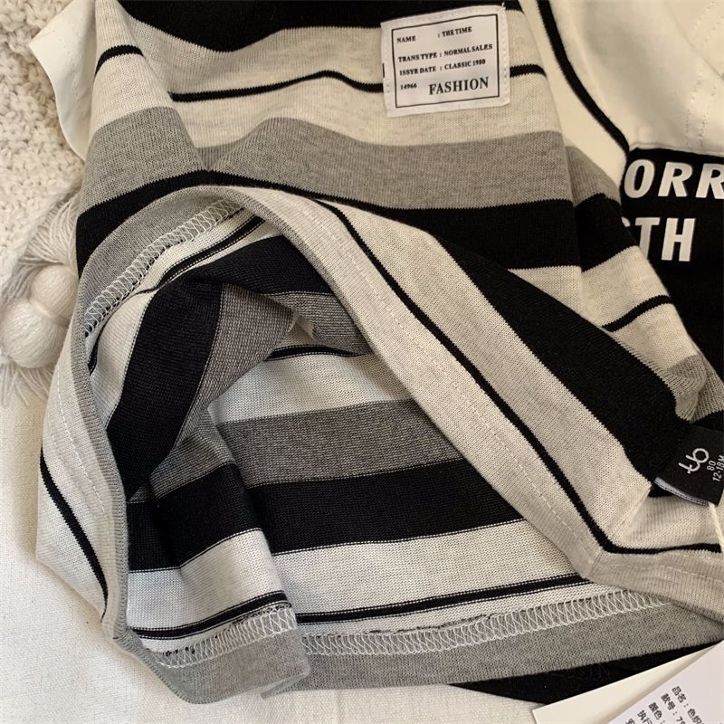 Áo Thun Giả Hai Lớp Tay Ngắn Kẻ Sọc In Hình Mickey Phong Cách Nhật Bản Thời Trang Mùa Hè Hàng Mới Dành Cho Bé Trai Bé Gái