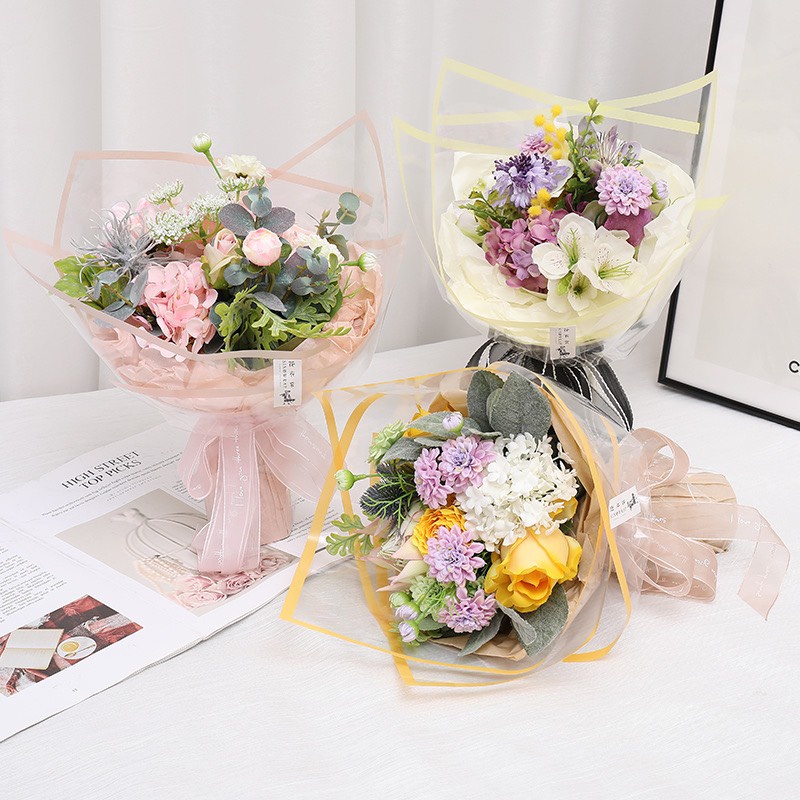 Giấy bóng kính viền màu gói hoa phong cách Hàn Quốc