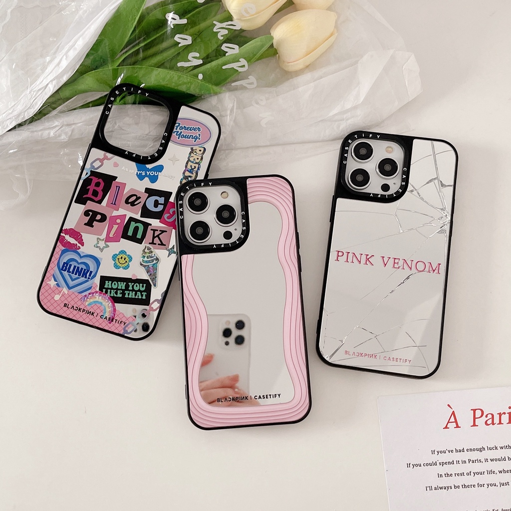 Blackpink mirror casetify phone case cho iPhone 15 14 13 12 11 pro max plus, vỏ cứng