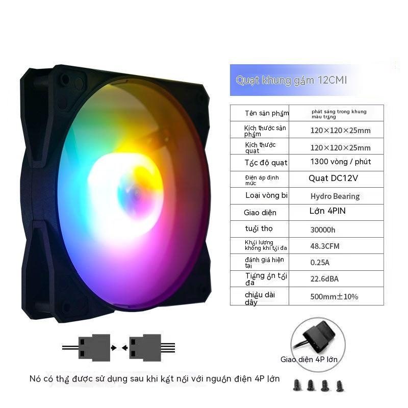 Quạt Làm Mát Có Đèn led Dạ Quang 12cm Im Lặng rgb