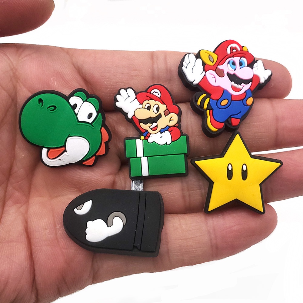 Siêu mario sticker dép crocs charm crocs jibbitz để trang trí dép chữ h crocs dép lê dép tổ ong