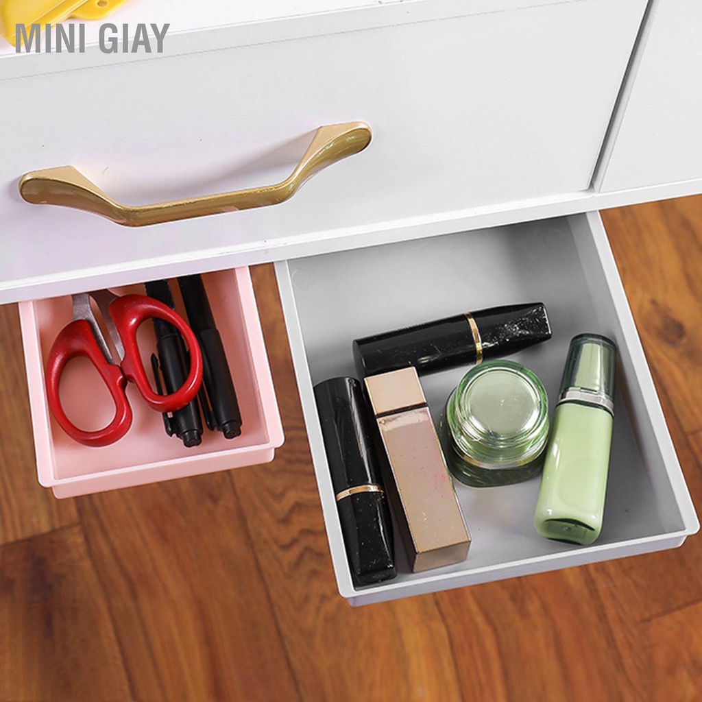Mini Giay Ngăn Kéo Dưới Bàn Làm Việc Hộp Bảo Quản An Ninh Đục Lỗ Ẩn Tự Dính Khay Đựng Bút Chì Cho Văn Phòng Phẩm Trang Điểm