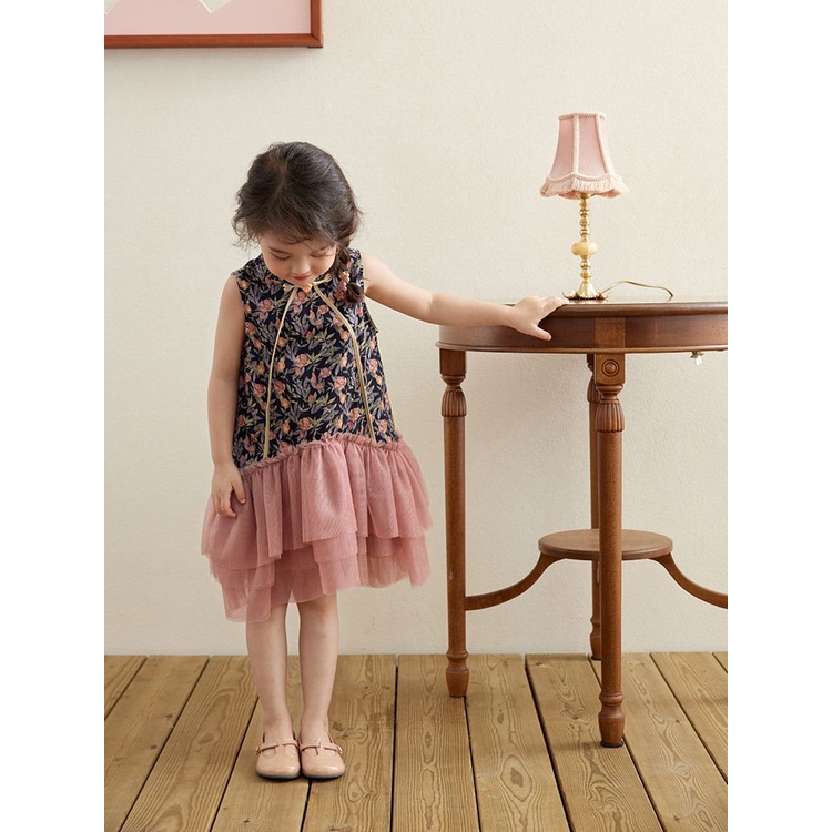 Đầm Sườn Xám Phong Cách Trung Hoa Mới Cho Bé Gái Size 110-150