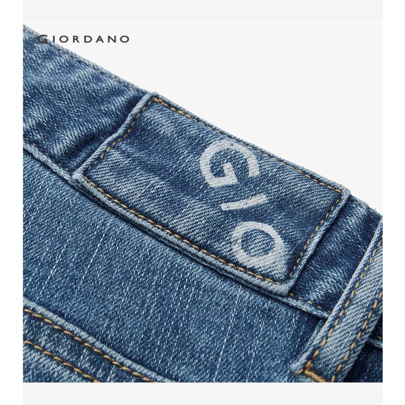 Quần jean cạp vừa in hình năm túi GIORDANO 18113619