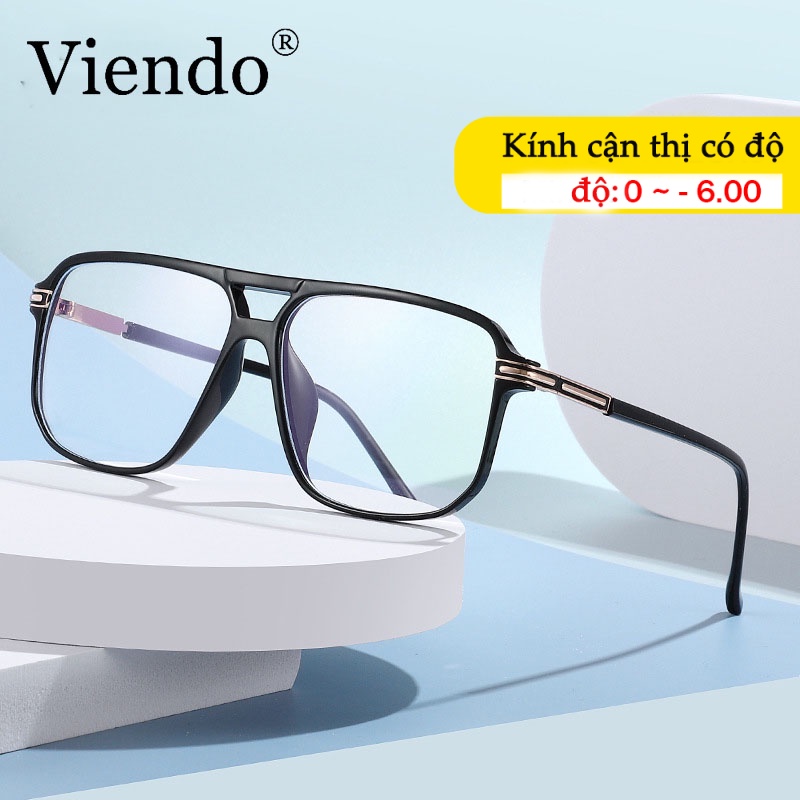 Mắt kính nam nữ VIENDO gọng vuông to đổi màu chống ánh sáng xanh chống tia UV thời trang kính cận có độ cắt theo yêu cầu