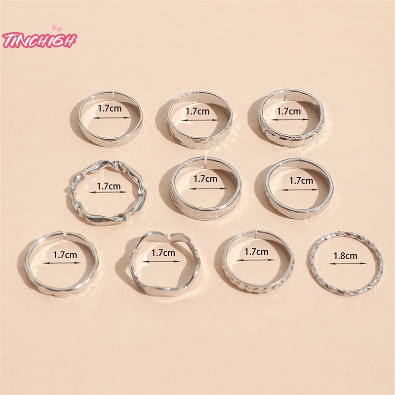 10 cái punk geometric knuckle ring set women bohemia vintage metal finger rings món quà trang sức