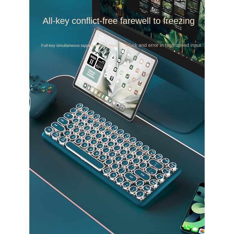 Bàn Phím Cơ bluetooth Không Dây 3 Chế Độ Nhỏ Gọn Phong Cách vintage