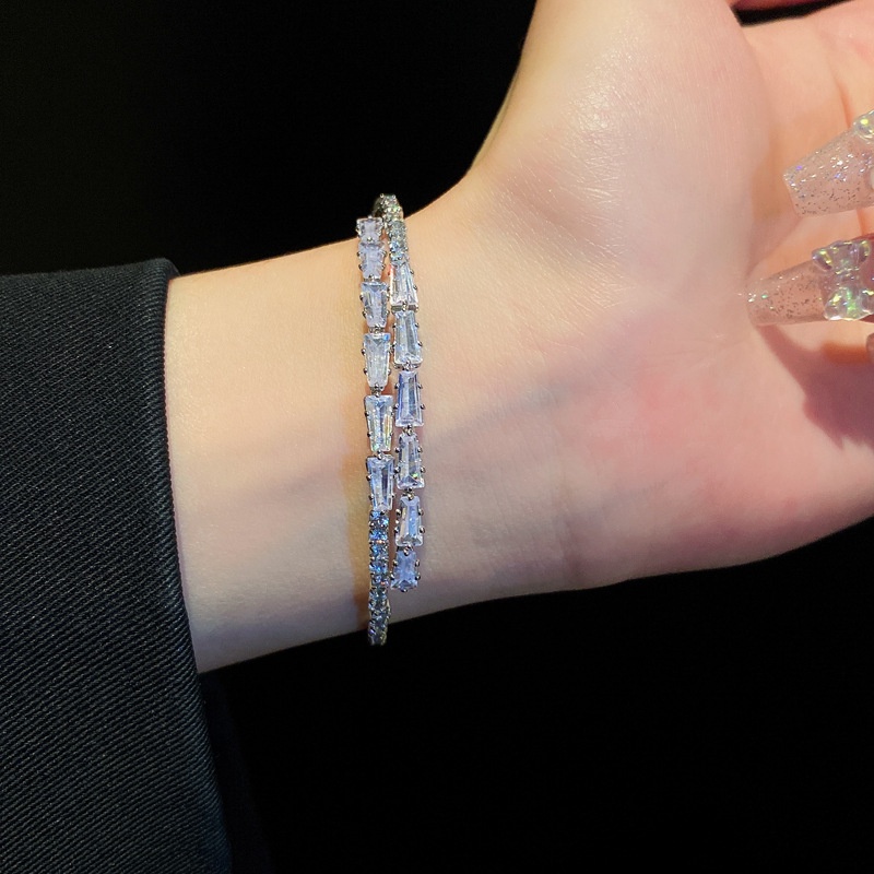 Hàn quốc zircon geometric snake-shaped opening bracelet thời trang cá tính thiết kế cảm giác vòng tay gió lạnh tính khí trang sức