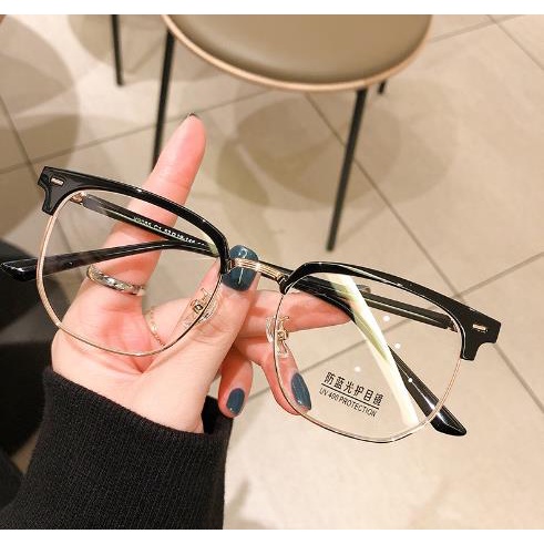 Mắt Kính Nửa Gọng Kim Loại Chống Ánh Sáng Xanh Phong Cách Vintage COD  Cho Nam RYVN