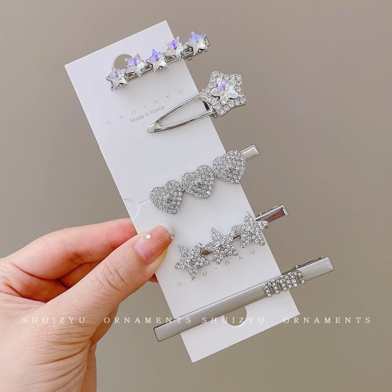 Y2k star hairpin thời trang cao cấp nước kim cương cao cấp bộ kẹp tóc kim loại cao cấp