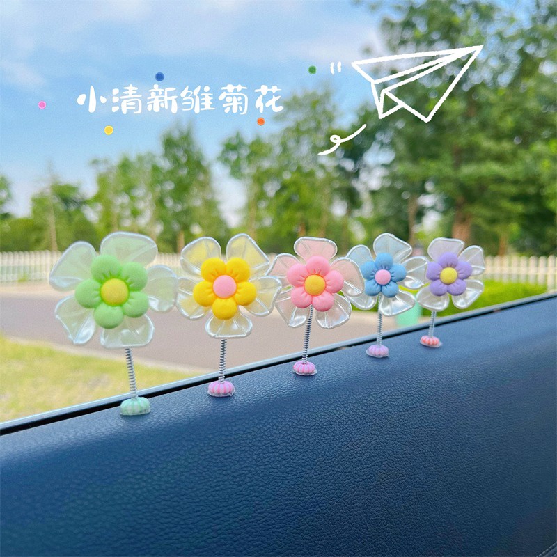 Sáng tạo hoa xe lắc đầu trang trí bảng điều khiển trung tâm ô tô đồ trang trí trang trí nội thất ô tô