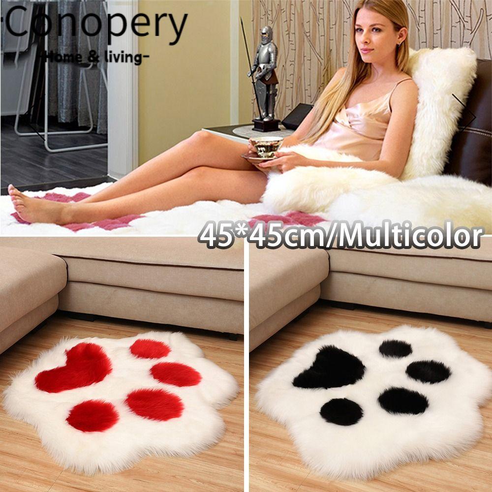 Conopery Tấm lót chân sang trọng, thảm sang trọng nhiều màu gấu, lông dài dễ thương lông xù 45x45cm mèo vuốt sàn phòng khách