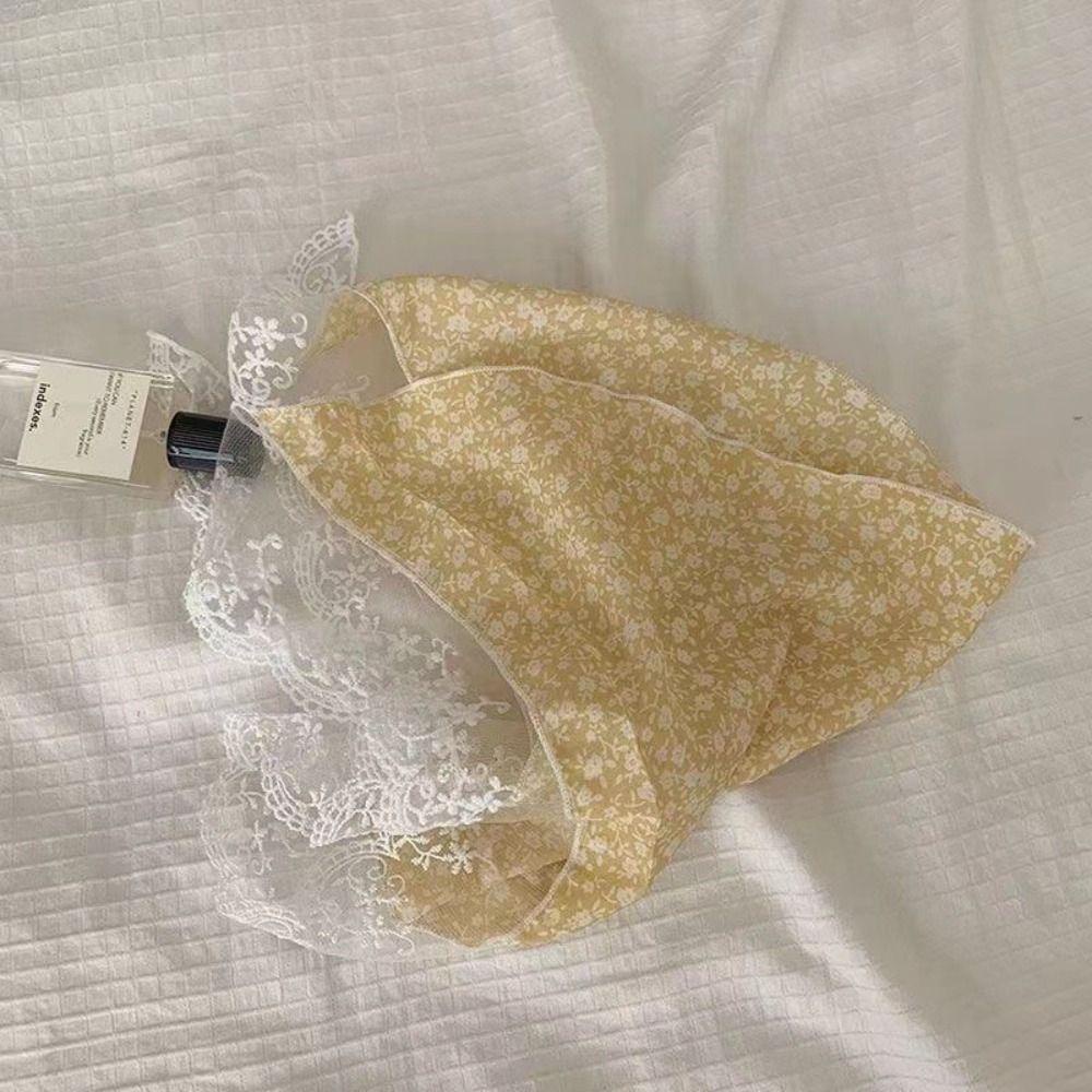 Cabeza khăn quàng cổ tam giác ren hoa, ins y2k, khăn choàng khăn xếp thanh lịch bandana lady