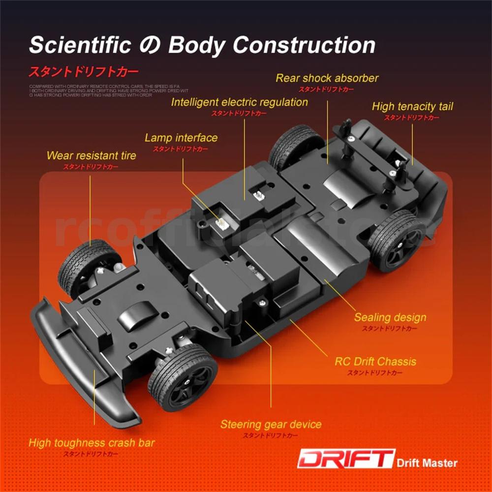 4drc h4 rtr 1/16 2.4g 4wd 30km / h rc car drift led light tốc độ cao đua xe off-road xe đóng thế tất cả các đồ chơi địa hình