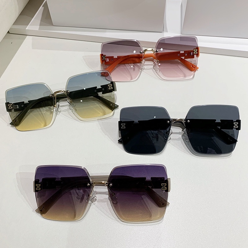 Kính Mát Chống Tia uv Không Gọng Dáng Vuông Màu gradient Thời Trang Mùa Hè Cho Nữ