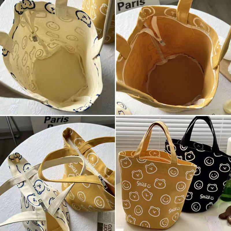 Phim hoạt hình thư túi vải xách tay nữ thời trang sinh viên lớn-công suất hộp ăn trưa túi ăn trưa hand-carrying buck