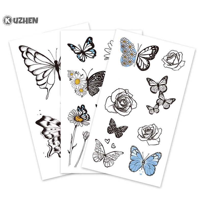 Kuzhen bướm nightglow hình xăm tạm thời phụ nữ nghệ thuật cơ thể paing cánh tay hình xăm sticker hot