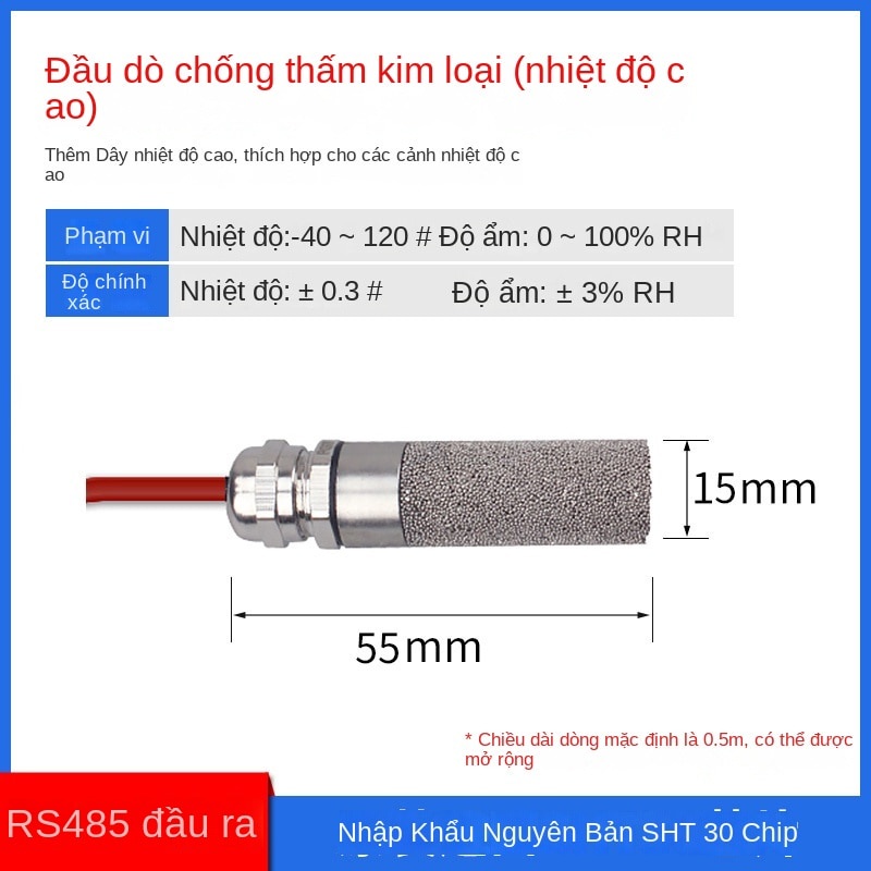 Đầu dò cảm biến nhiệt độ và độ ẩm kết nối modbus RTU RS485 giám sát độ ẩm không khí công nghiệp SHT30
