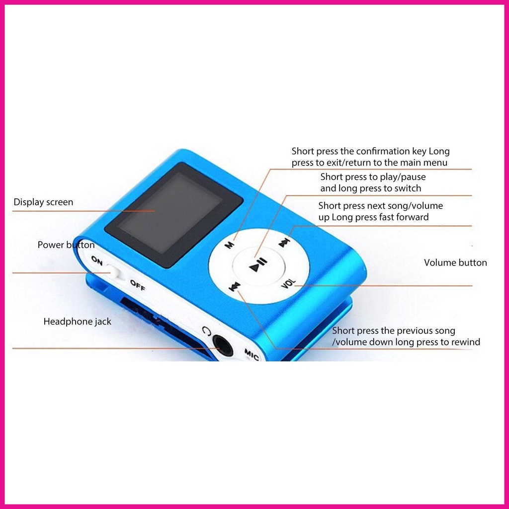 Máy nghe nhạc mp3 với màn hình kẹp kim loại máy nghe nhạc mp3 máy nghe nhạc mp3 mini cầm tay cho người lớn và colleage fotvn