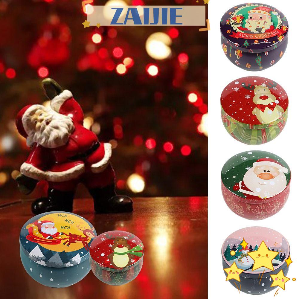 Zaijie Set 24 Hộp Thiếc Tròn Đựng Bánh Kẹo diy Thời Trang Giáng Sinh