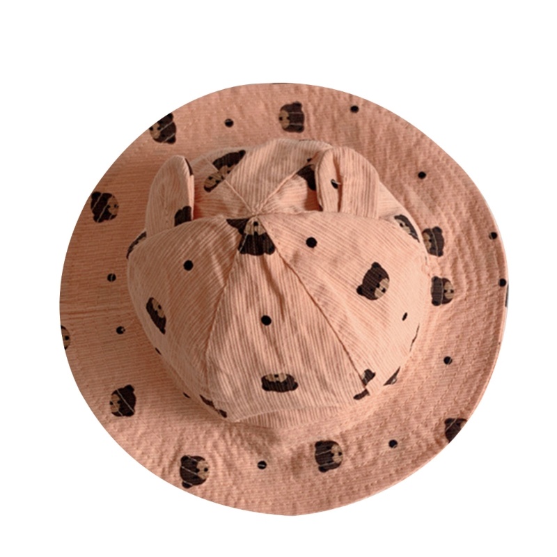 Nón Tai Gấu Chất Liệu Cotton Thoáng Khí Thời Trang Mùa Hè Cho Bé Gái