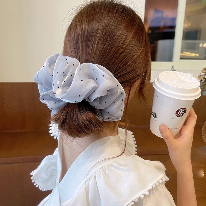Dây buộc tóc AIJOLEN thiết kế gợn sóng họa tiết chấm bi phong cách Hàn Quốc thanh lịch cho nữ
