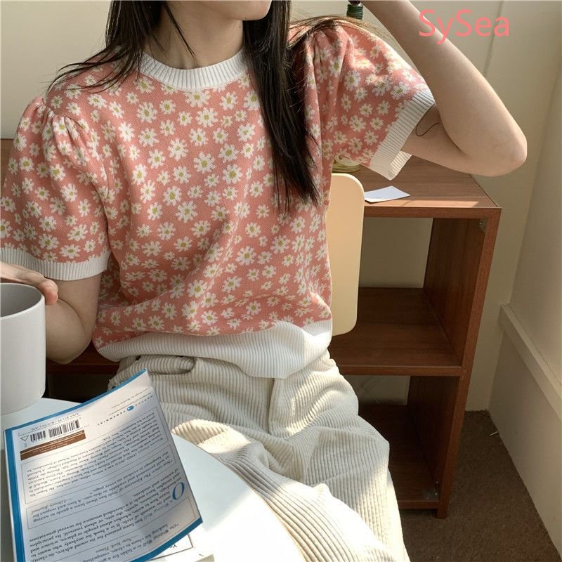 Áo Dệt Kim Dáng Rộng In Hoa Kiểu Retro Thời Trang Mùa Hè Cho Nữ