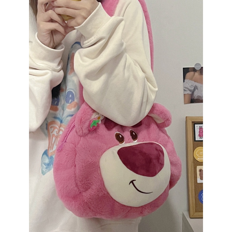 Túi tote Đeo Vai Hình Gấu / Dâu Tây Nhồi Bông Sức Chứa Lớn Dễ Thương Thời Trang Thu Đông Cho Nữ