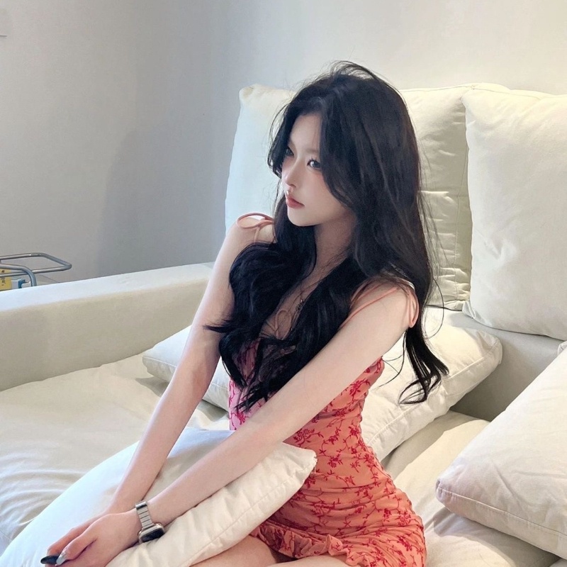 COZOKC Đầm Sát Nách Phối Ren Hoa Thiết Kế Quyến Rũ