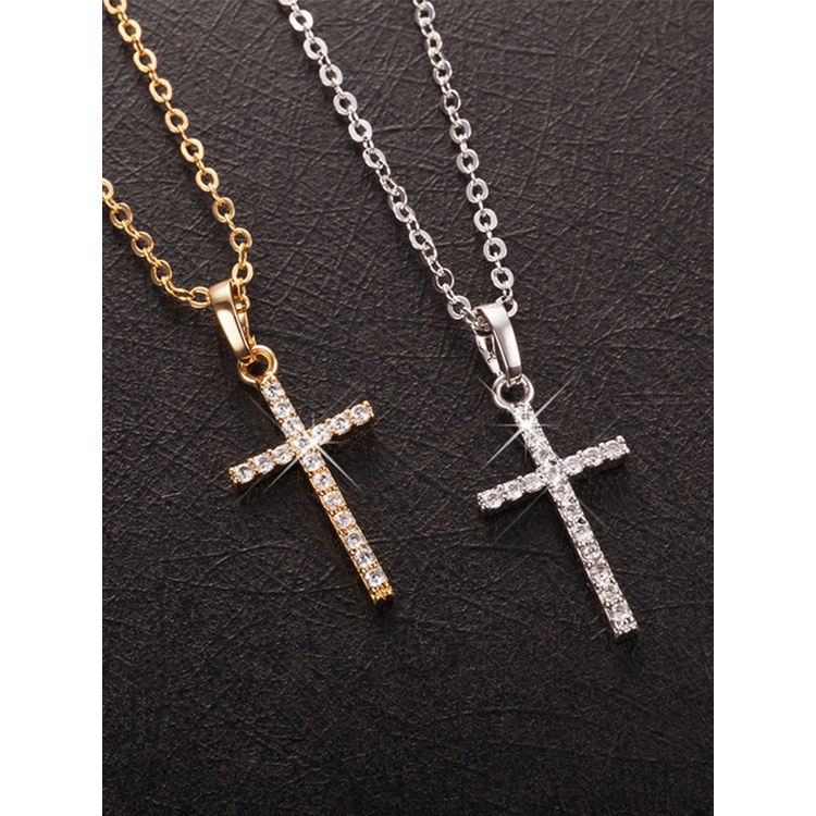Vòng cổ Mặt Chữ Thập Đính Pha Lê Tối Giản Cho Nam Và Nữ