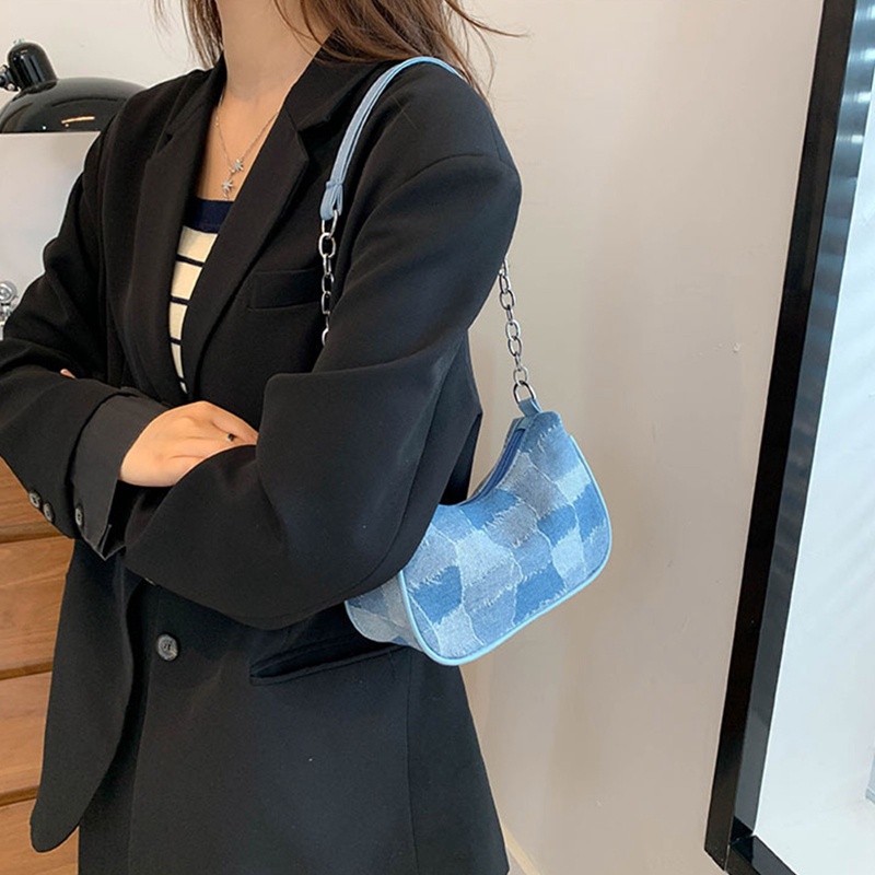 Túi Xách Denim In Họa Tiết Phong Cách Cổ Điển Thanh Lịch Dành Cho Nữ